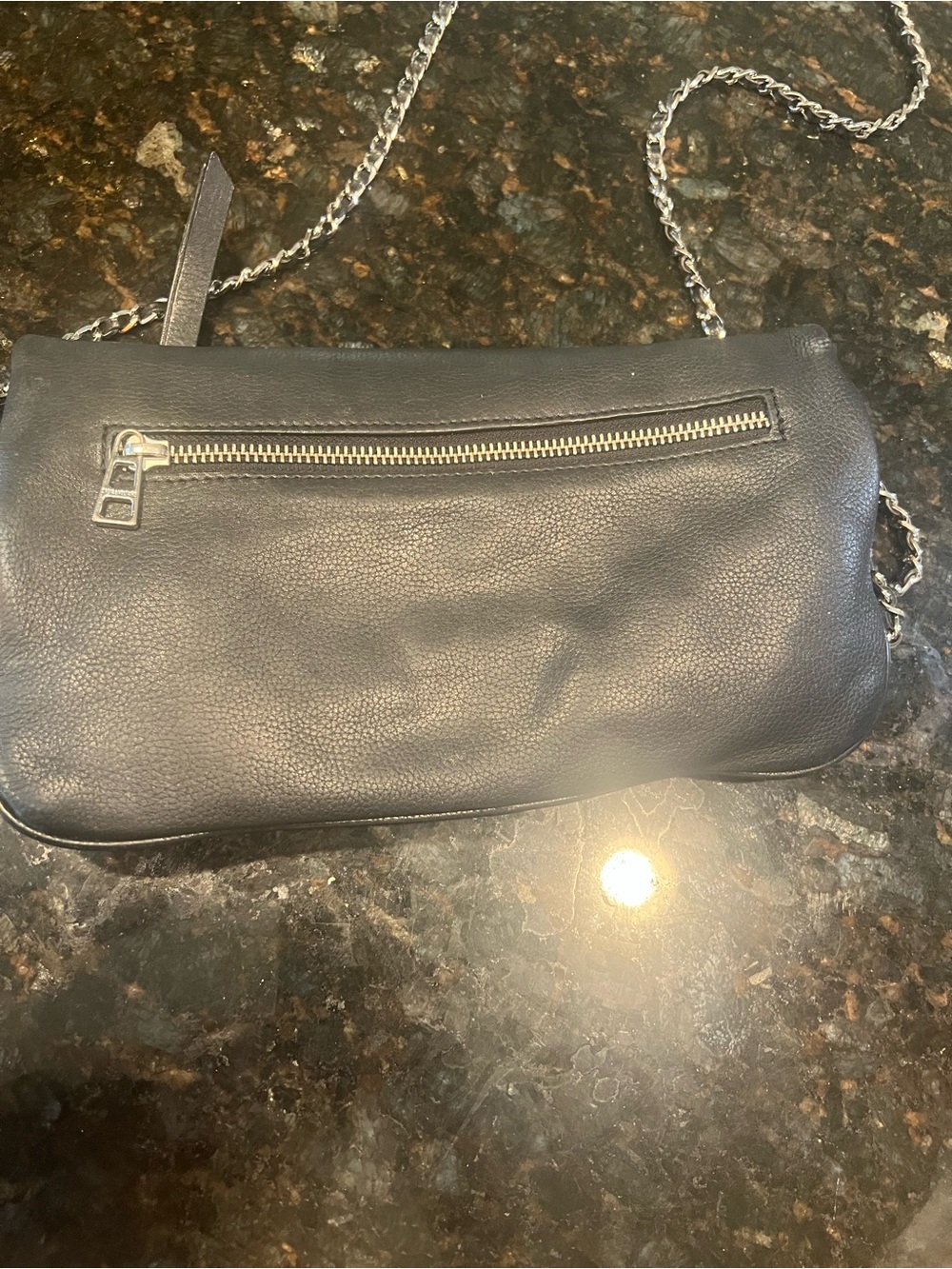 Zadig & Voltaire Black Leather Chain Crossbody with Silver Wing Emblem - Picture 12 of 15